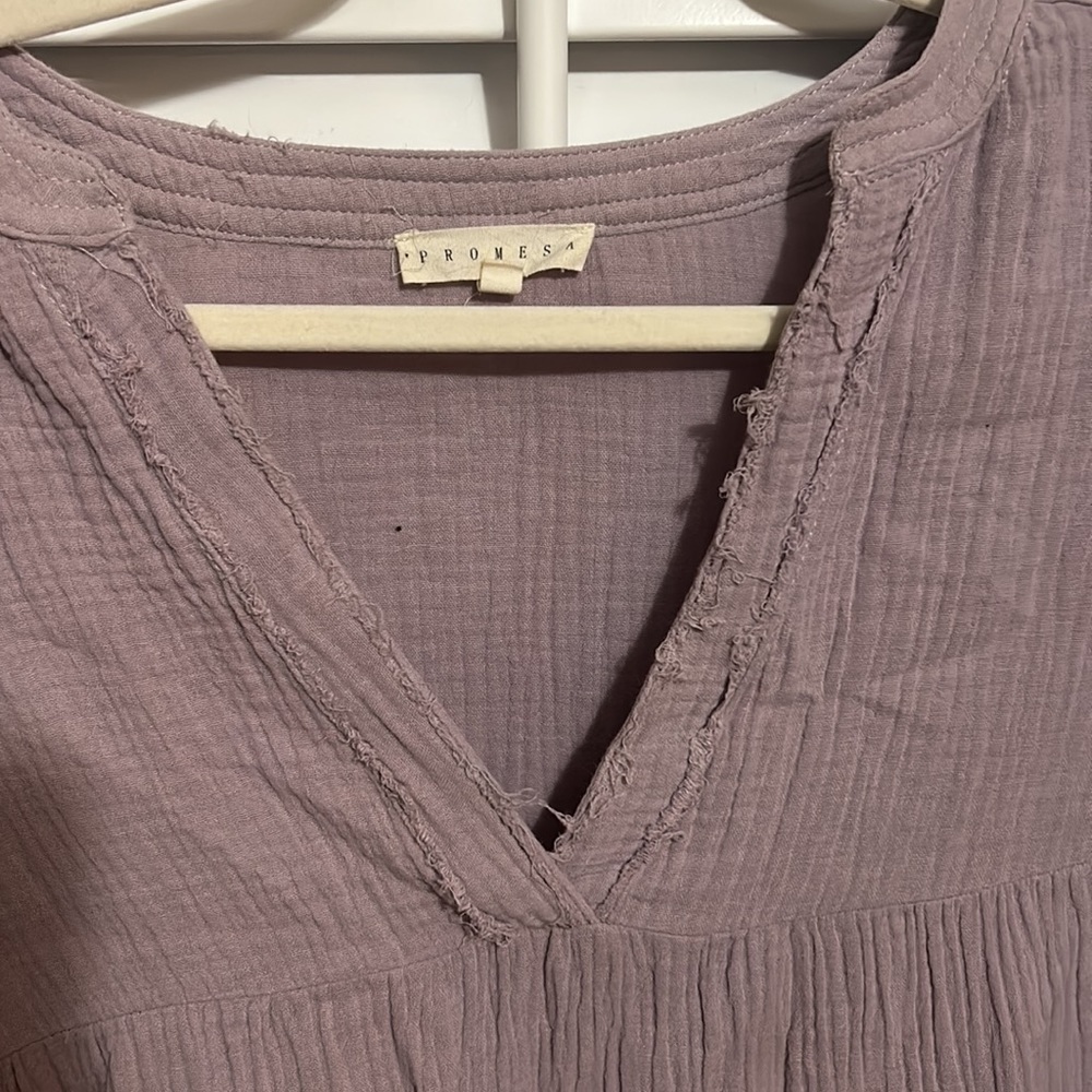 Purple linen shift dress - Picture 2 of 2